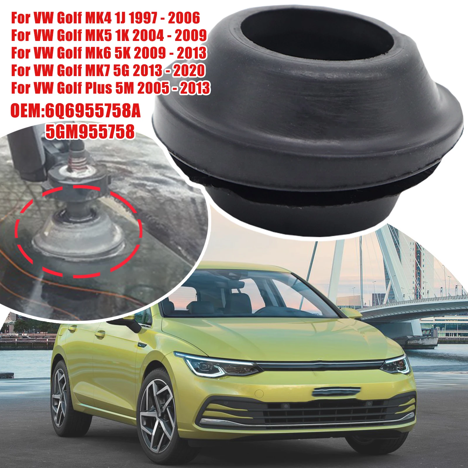 

Rear Windscreen Wiper Arm Seal Gasket Rubber Grommet For VW Golf MK4 1J 1997 - 2006 MK5 1K Mk6 5K MK7 5G Plus 5M 2005 - 2013