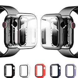 Tempered Glass+cover For Apple Watch Accessories 45mm 41mm 44mm 40mm 42mm Screen Protector Apple watch Case serie 9 4 5 6 SE 7 8