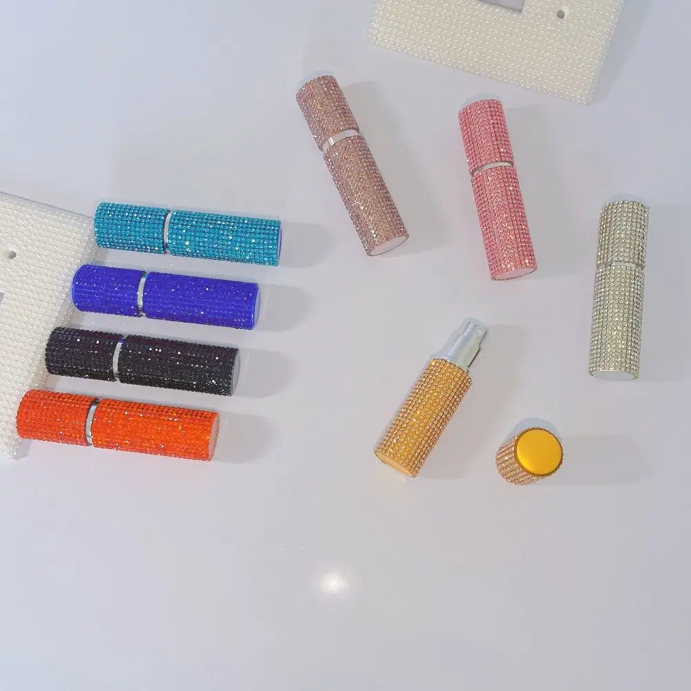 

10 мл флакон-распылитель для духов, инкрустированный стразами, многоразовый флакон-спрей для духов, сверкающие герметичные косметические контейнеры для путешествий