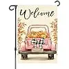 Welcome Fall Pumpkin Truck Garden Flag 12x18 Inch，Thanksgiving Yard Decor jjp