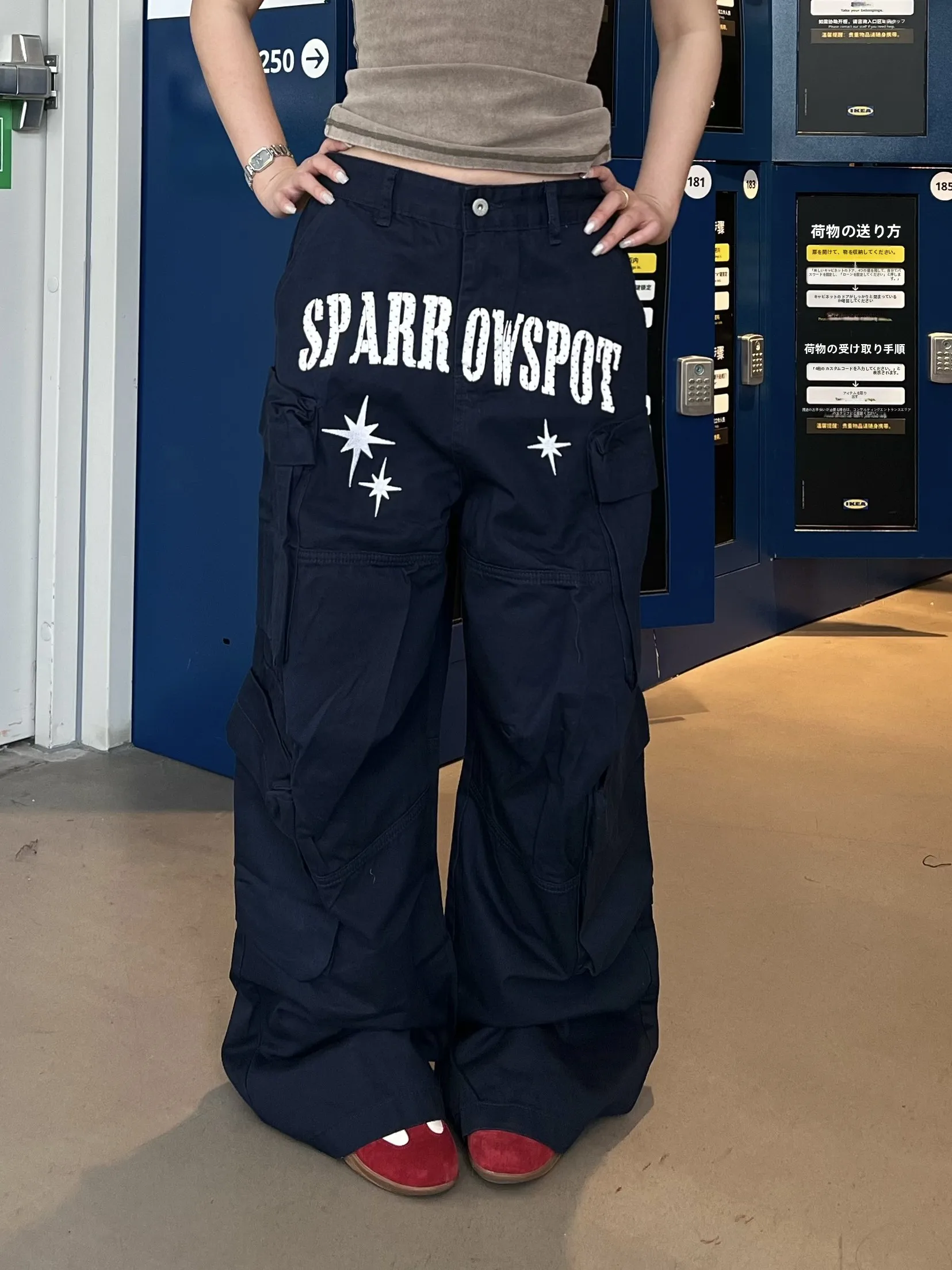 

Ретро-брюки в американском стиле с множеством карманов и принтом, широкие, свободные, универсальные, повседневные, длинные, для мужчин и женщин