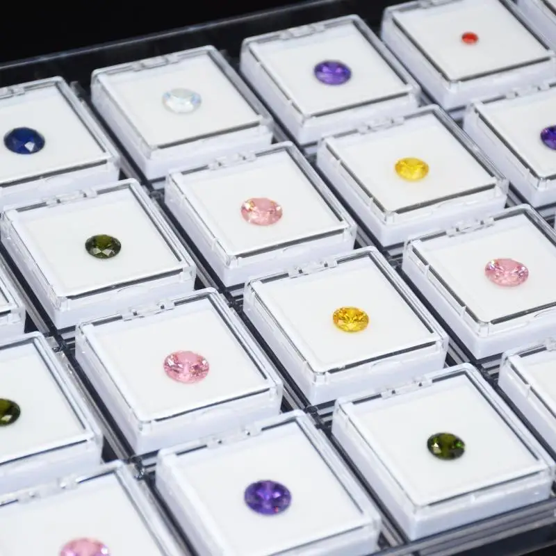 24pcs Gemstone Display Box Gem Stone Collection Organizer Tray with Cover Loose Diamond Jewelry Holder Protection Box Container