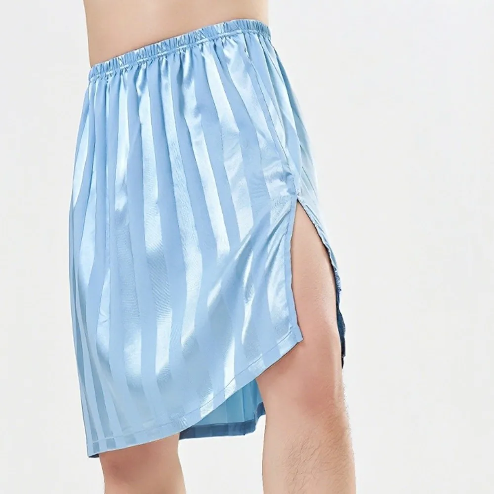 Crotch Less Men's Sleeping Skirt Pants Sleep Artifact No Underwear Ice Silk Pajama Pants Cool Insensitive Half Body Apron