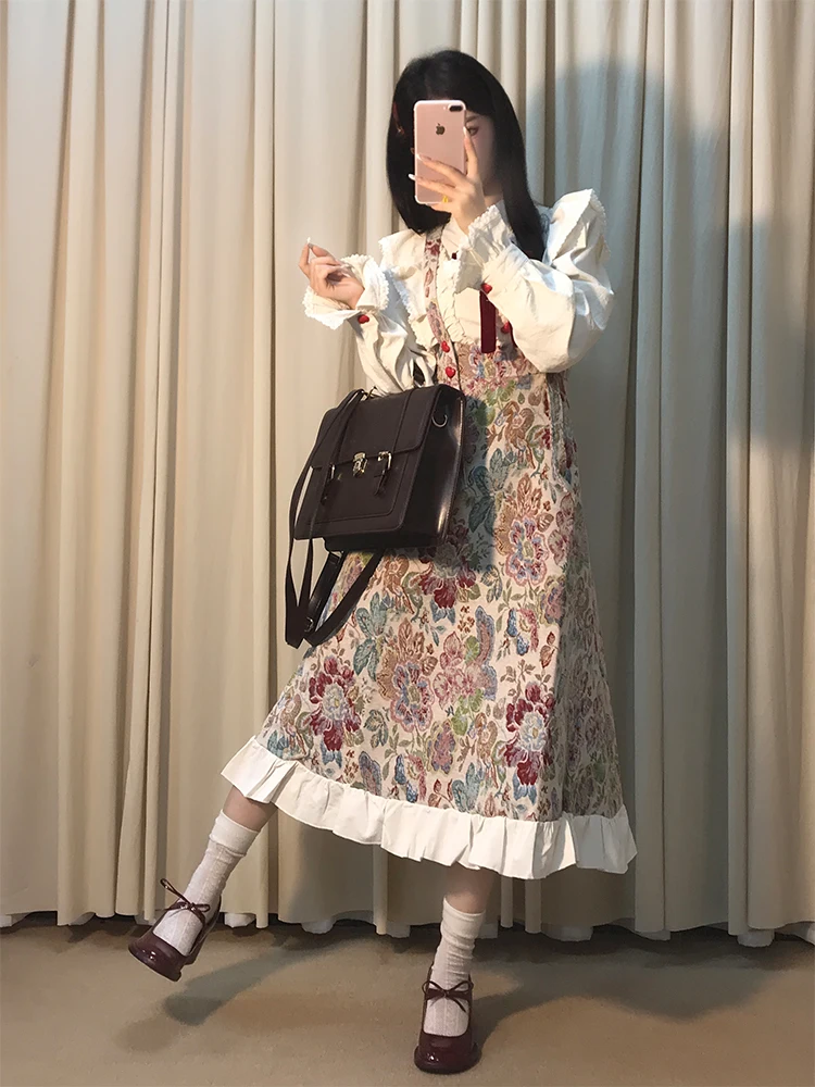 Herbst 2025, neuer chinesischer Stil, nationaler Trend, Retro-Stickerei, Riemen, lang, Dr, Stehkragen, Knoten, Irt, zweiteiliges Set