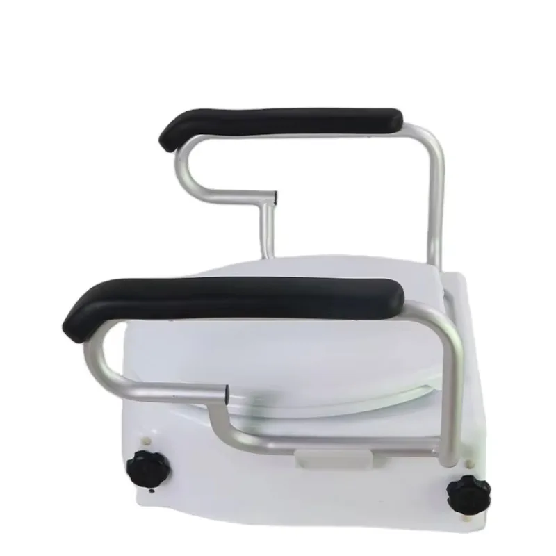 Easy Self Assembly Durable Height Adjustable Raised Toilet Seat with Armrests for Elderly Disabled Bathroom Use