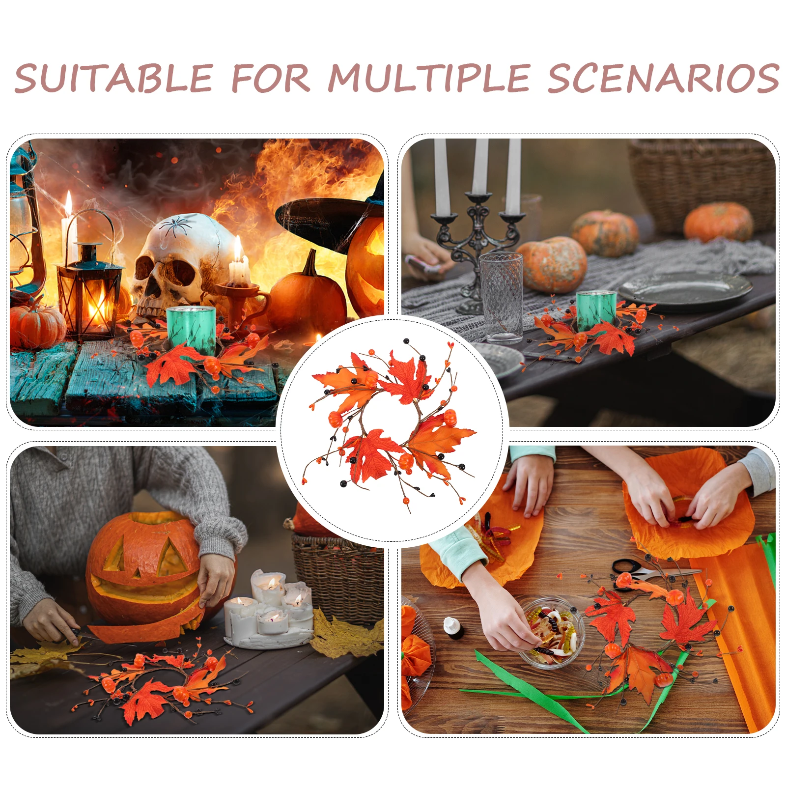 

Artificial Garland Rings Fall Fall Ring Wreath Maple Autumn Decor Thanksgiving Party Home Decoration