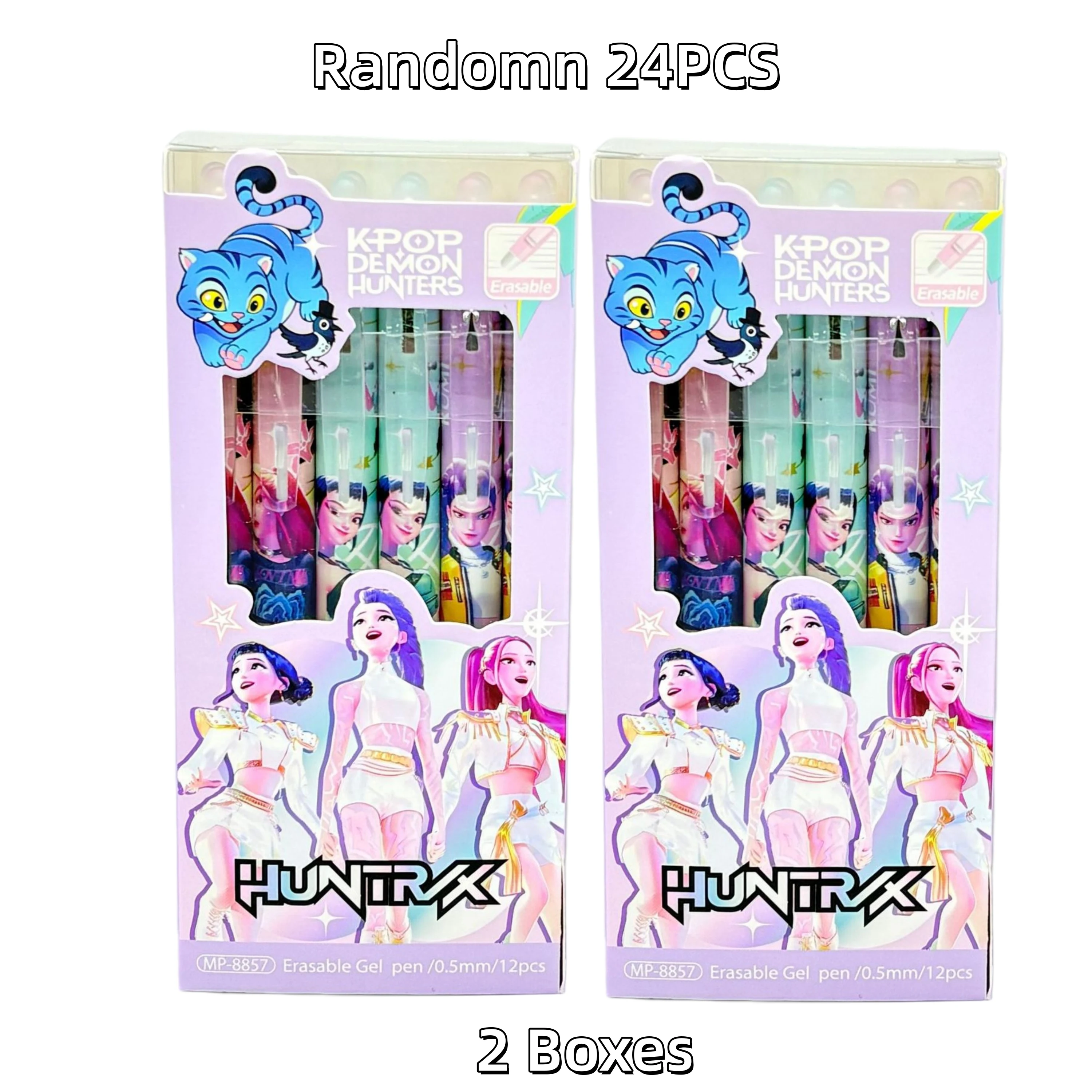 Anime Gilrs Lumi Mila Zoi Hunters Theme löschbare Gelstifte, einziehbar, schwarz, blau, Schulschreibwaren, Geschenke für Schüler und Kinder