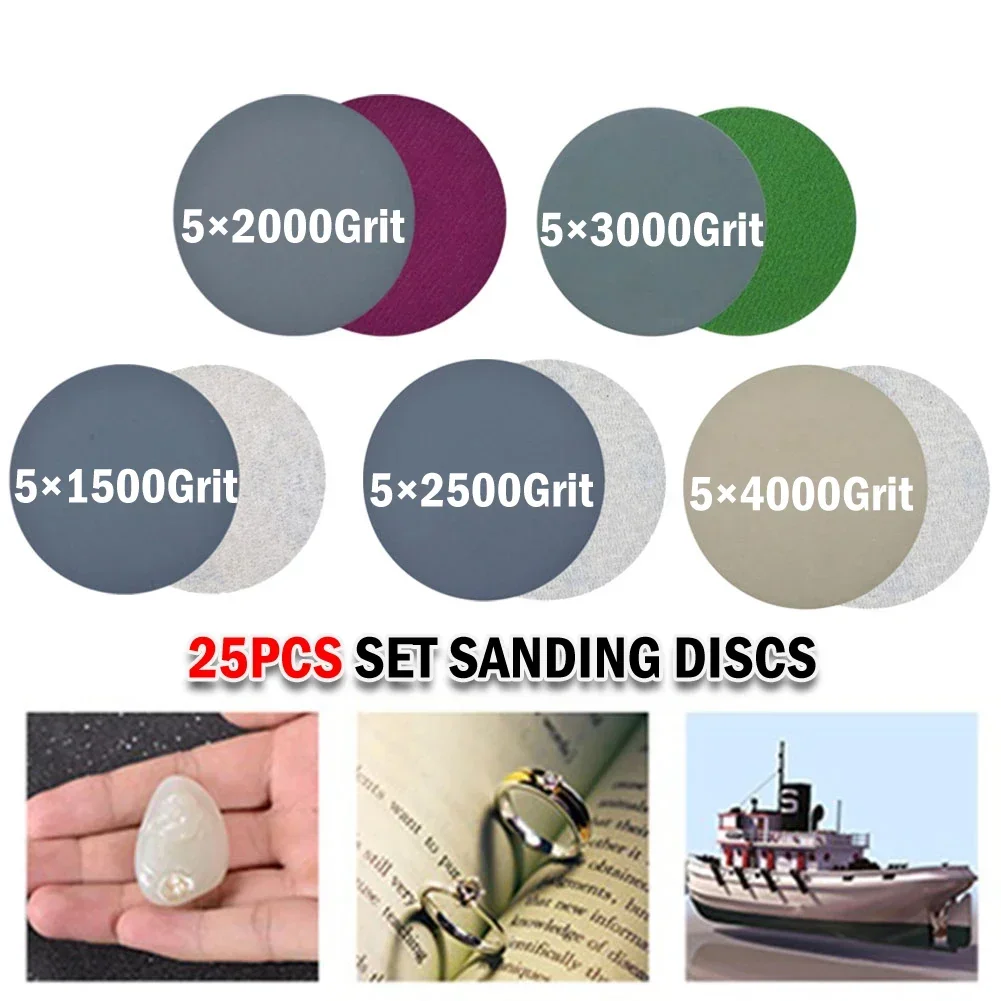25 Stück 75mm Schleifpapier-Schleifscheiben mit Klettverschluss, Polierscheibe für Nass- und Trockenschliff, Schleifwerkzeuge, Körnung 1500 2000 2500 3000 4000 N – Detail 2