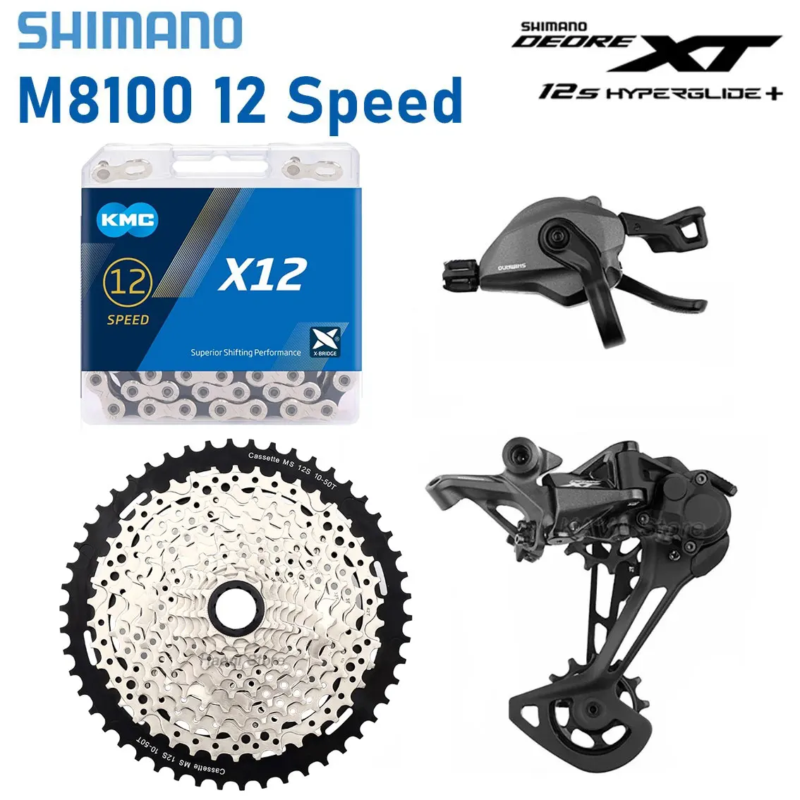 Shimano Deore XT M8100 Groupset 12S MTB Derailleur Shifter 12V Gear Set HG MS Cassette 12 Speed Bicycle Chain 46T 50T 51T 52T