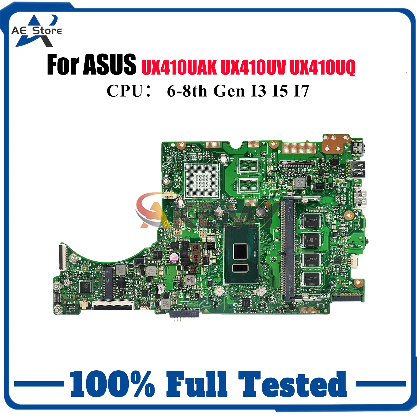 

UX410UA Laptop Motherboard For ASUS UX410UQK UX410UAK UX410UQR U4000U UX410UFR UX410UV UX410UQ RX410 Mainboard With I3 I5 I7 CPU