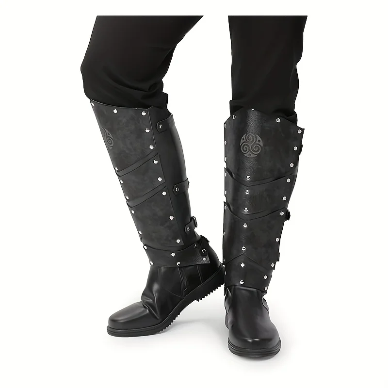 A Pair of Medieval Knight Leg Armor Suitable for Halloween, Cosplay Costumes, and Stage Props
