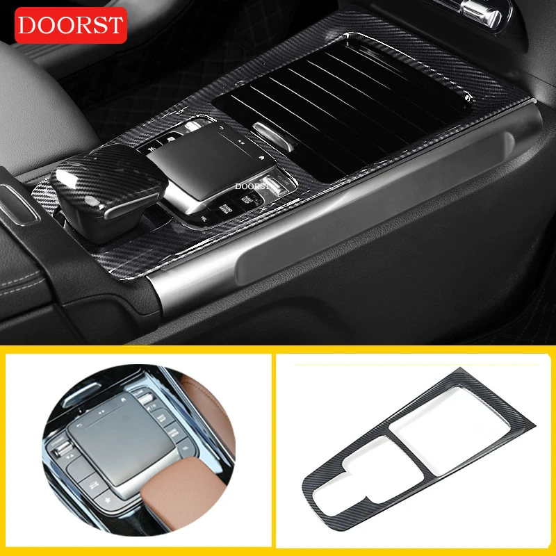 Car Center Console Carbon Fibre Panel Cover Trim Panel Frame Interior Acccessories For Mercedes Benz EQA EQB B Class W247