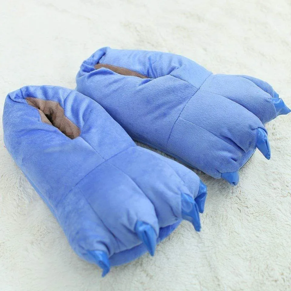 Winter Warm Soft Indoor Floor Slippers Women Men Shoes Paw Funny Animal Christmas Monster Dinosaur Claw Plush Home Random Lining
