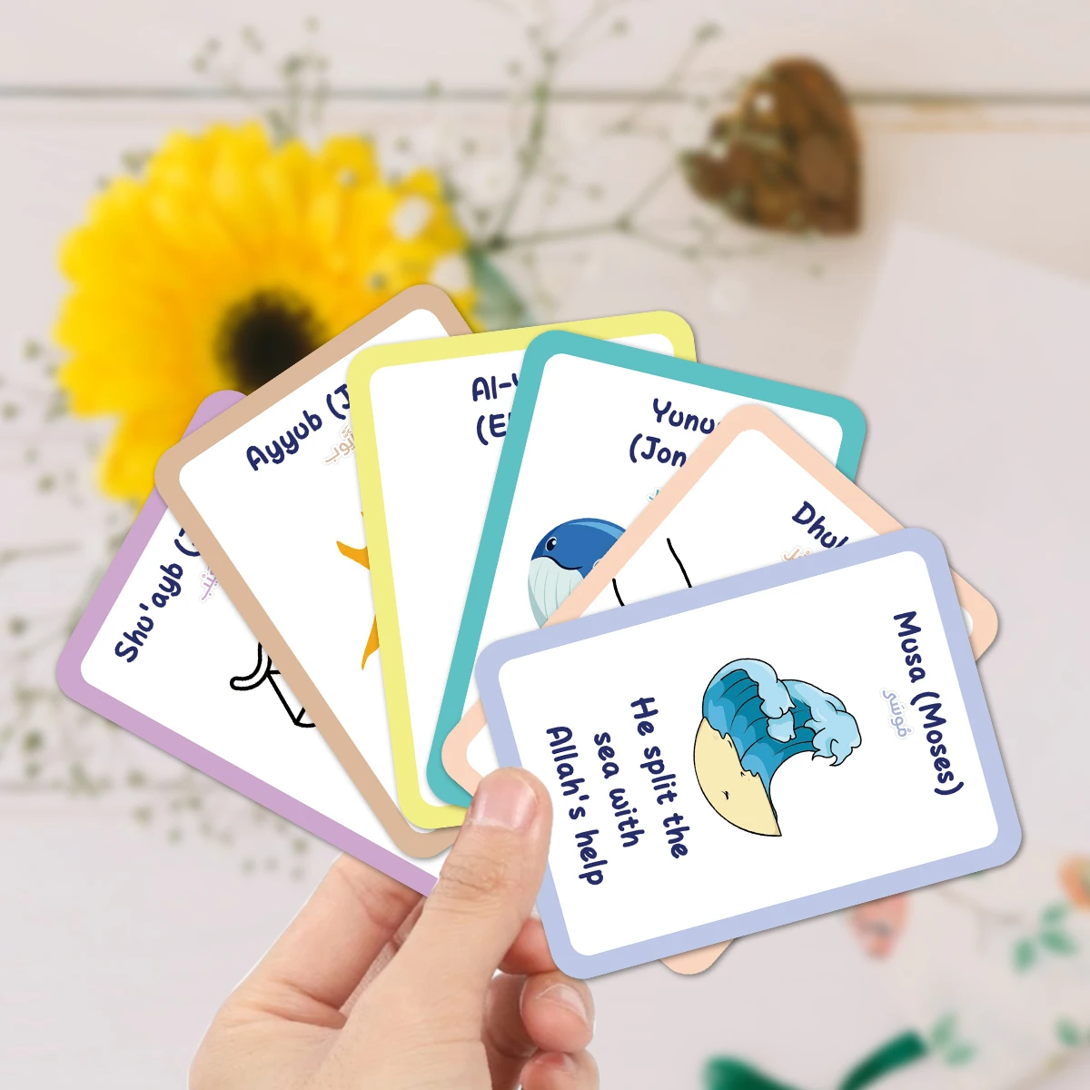 25pcs Islam Prophets Arabic-English Cards,Office Greeting Cards,Classroom Islamic Educational Tools,Ramadan Activities Supplies