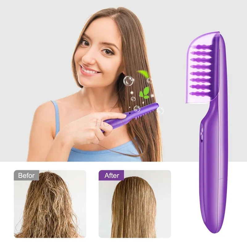 Anti knotting electric comb gear rotation hairdressing and hair smoothing comb dry and wet dual purpose rotating comb