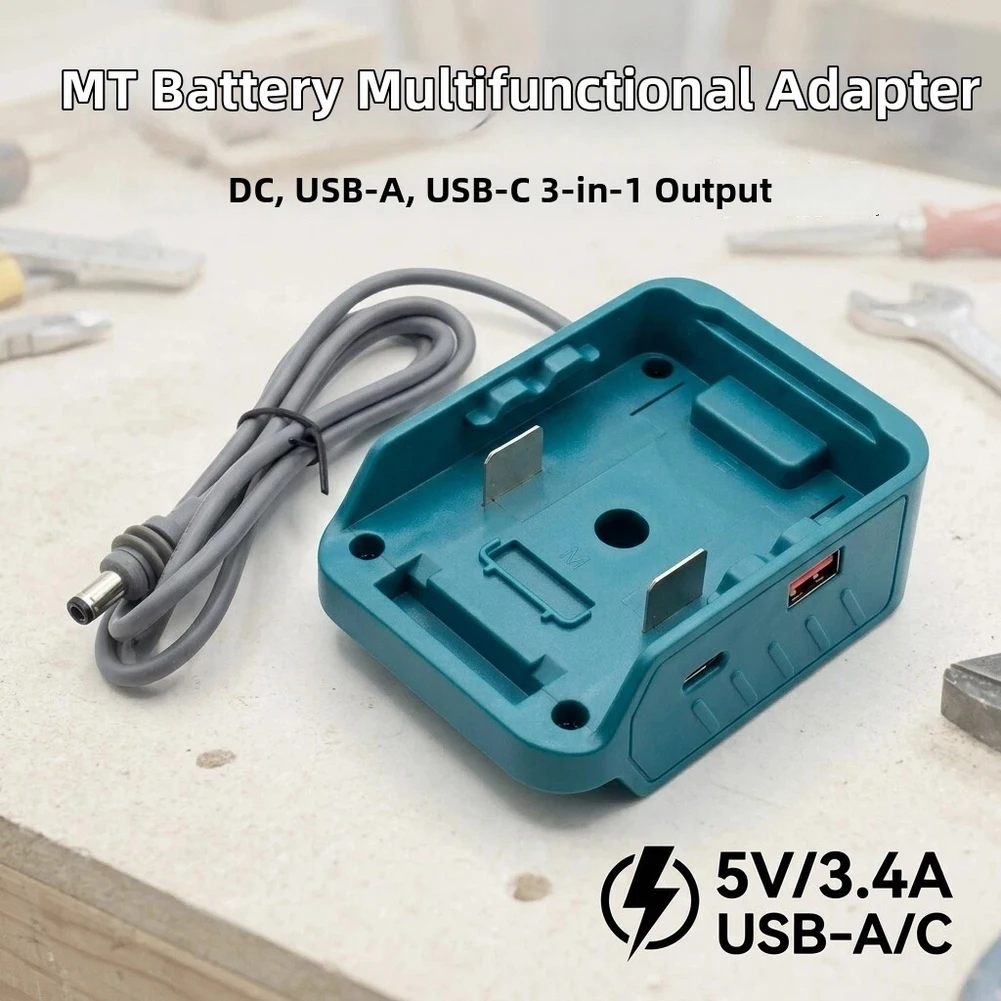 

DC to USB-A and USB-C 18W Dual Output Adapter for 18V Lithium Battery Tools Such as BL1830 BL1840 BL1850 BL1860 Work Lights Fans