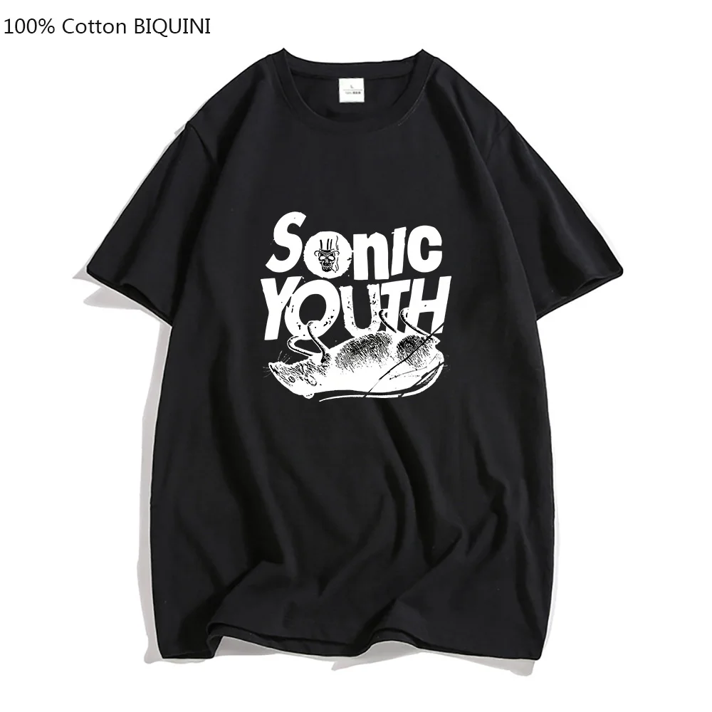 S-Sonic Youth Music Band Graphic T-shirts MEN 100% Cotton T Shirts Handsome Tees Harajuku Punk Heavy Mental Hip Hop Casual LOOSE