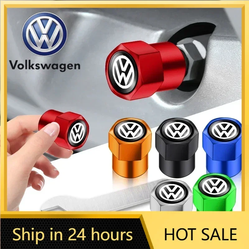

2026 New For VOLKSWAGEN VW 4PCS Aluminum Alloy Car Wheel Tire Valve Caps For Volkswagen VW GTI R Line R32 Touareg Passat Polo Je
