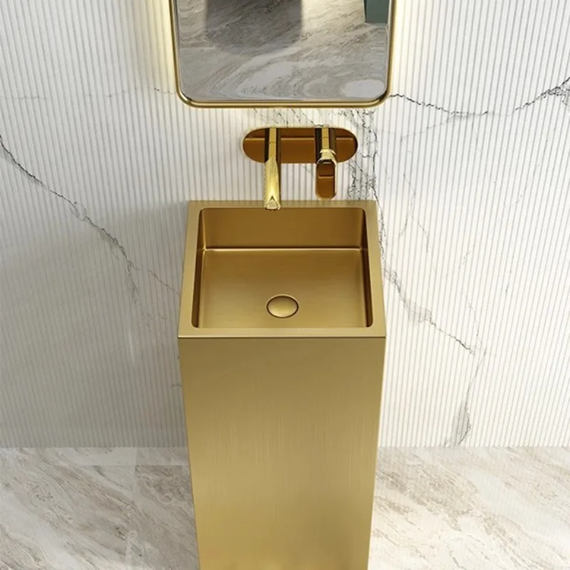 Stainless steel countertop column basin Floor-to-ceiling wash basin Hotel bathroom Wash table