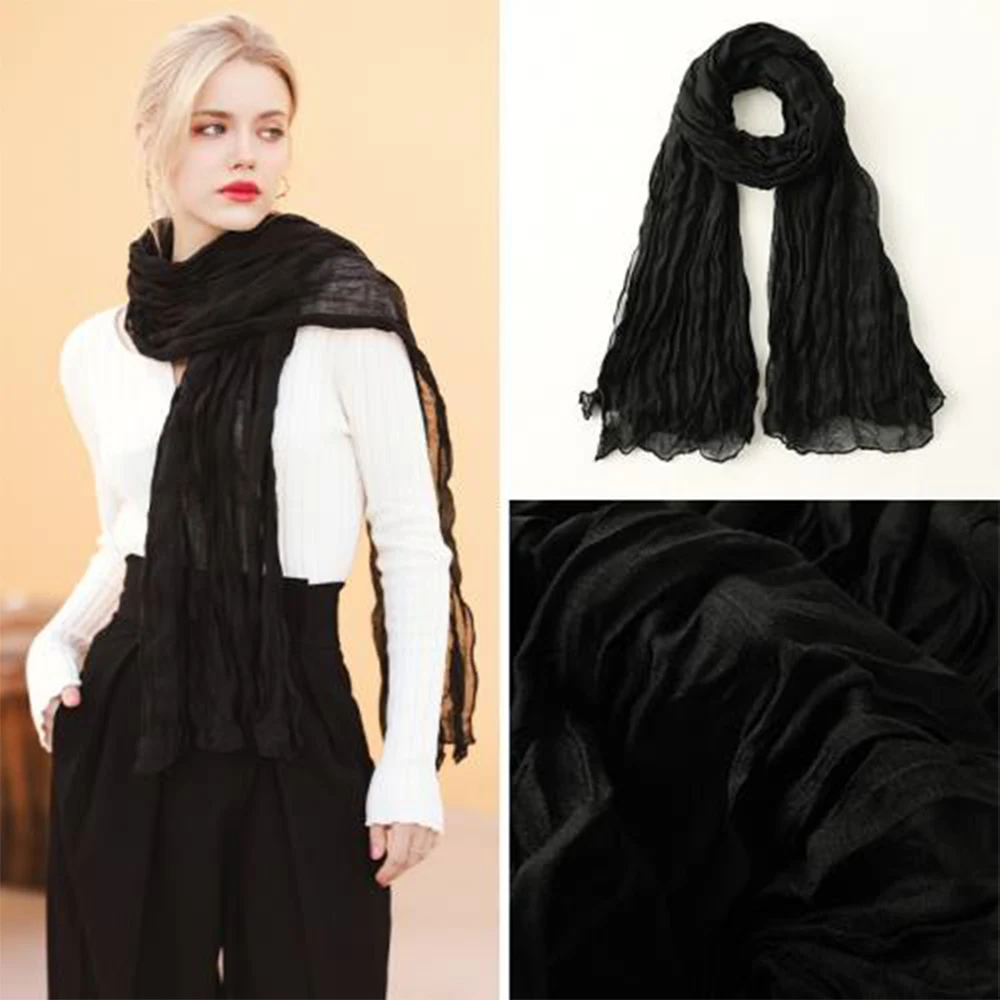 

2024 Fashion Women Cotton Solid Scarf Summer Pashmina Shawls and Wraps Long Soft Female Foulard Muslim Hijab Stoles Head Scarves