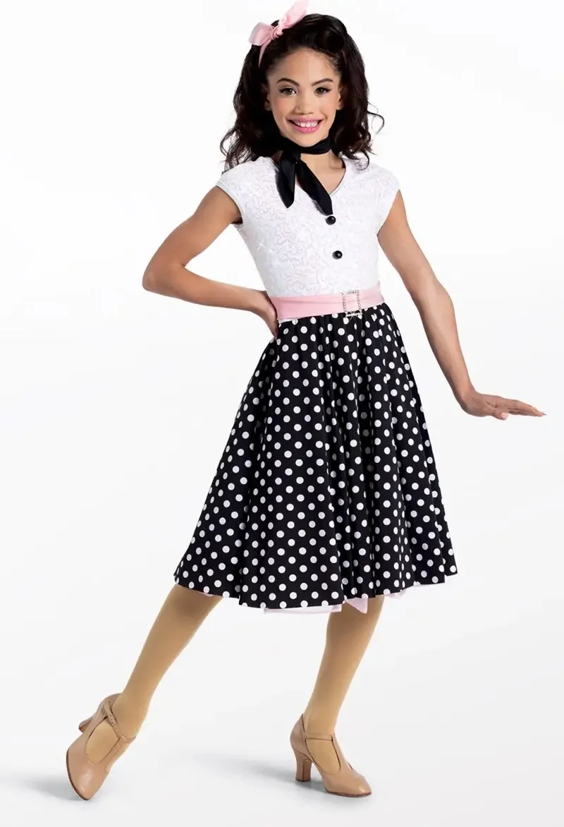 colorful-sequins-sleeveless-black-polka-dot-midi-skirt-jazz-performance-outfit