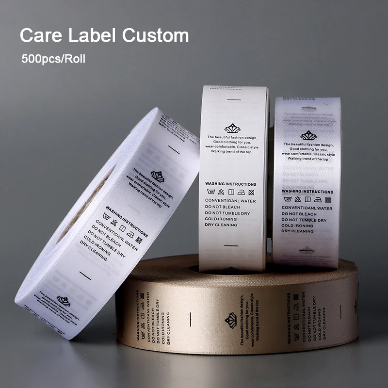 Custom Screen Printed Silky Satin Ribbon Wash Care Labels – Polyester Tags for Towel, Underwear & Kids Clothing