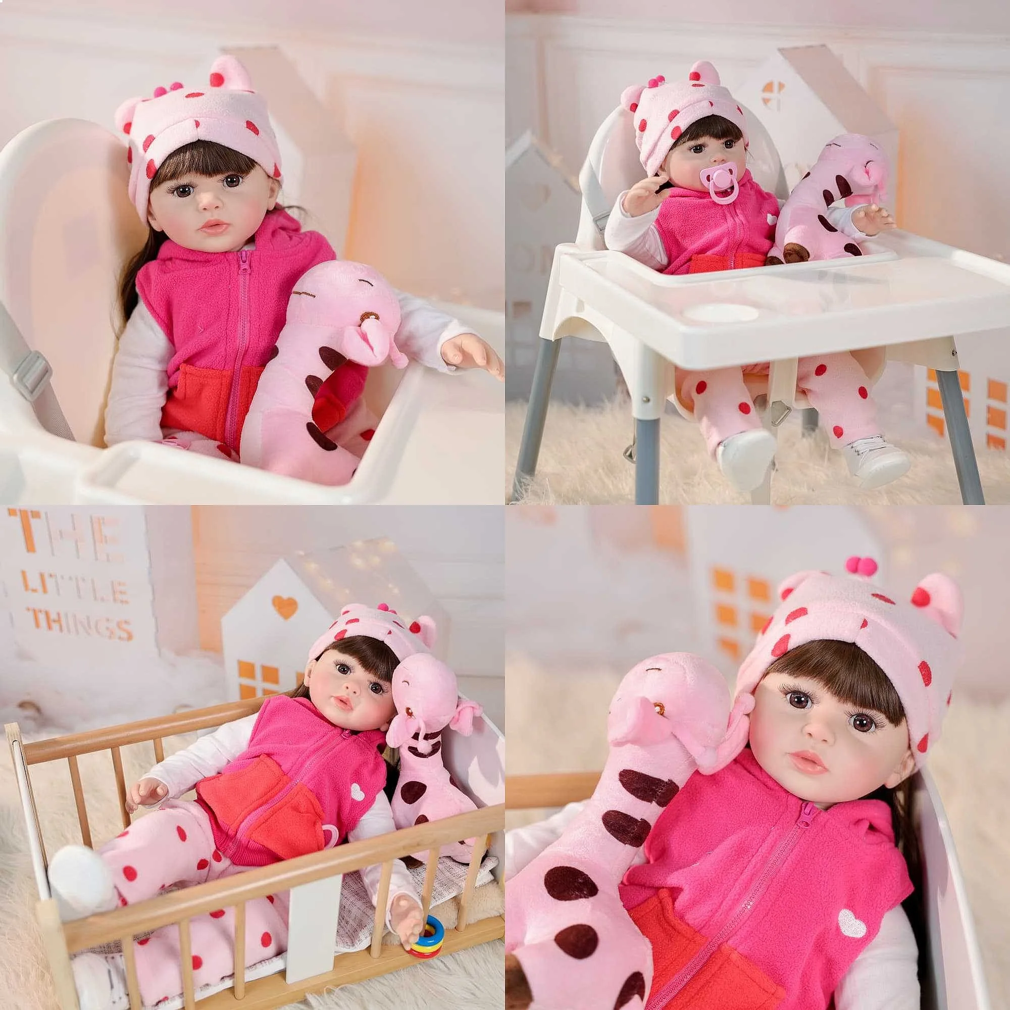 

55cm 24inch Reborn Baby Doll Pink Girl Toy Realistic Soft Silicone Playmate Gift