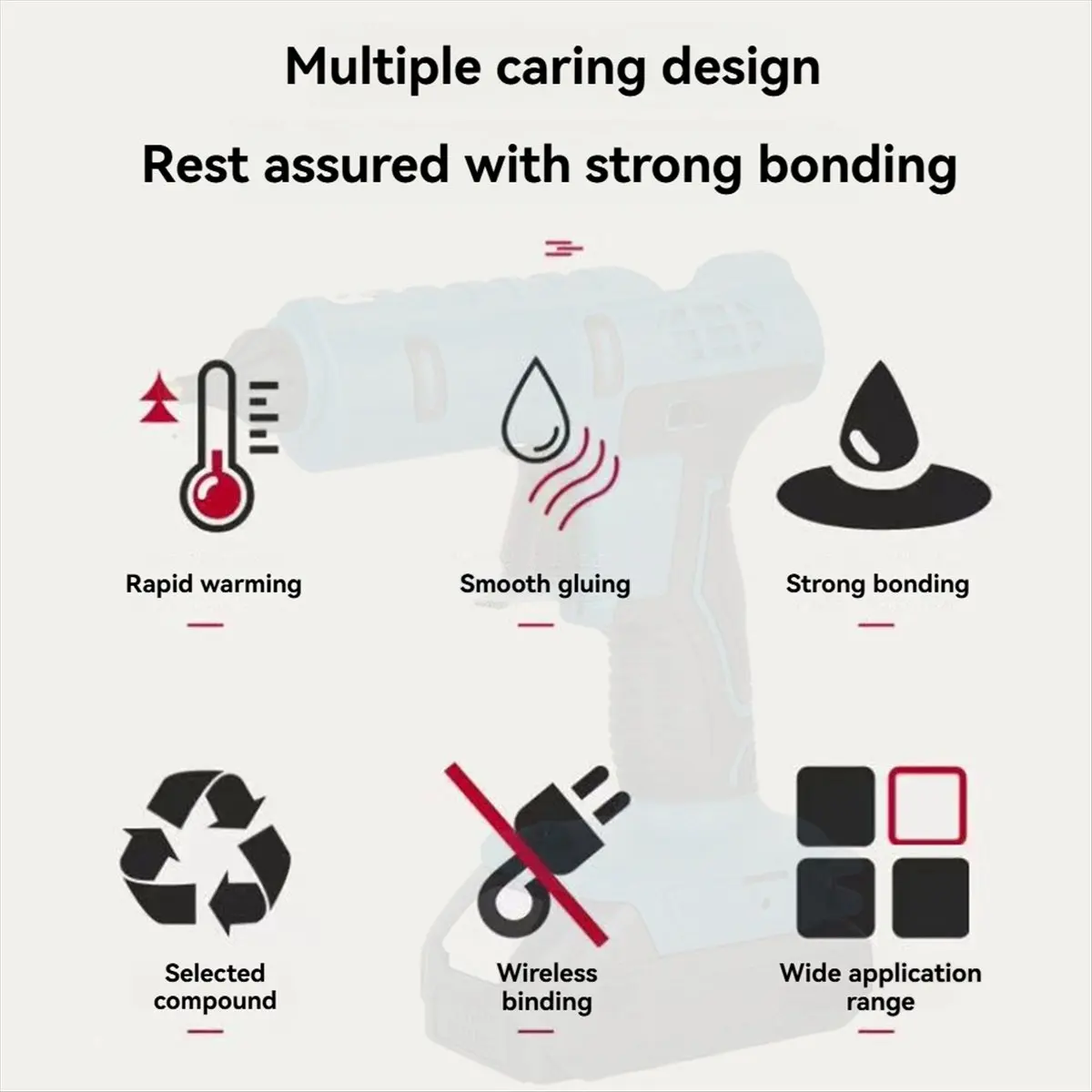 

RANA Hot Glue 100W Household DIY Repair Tool Rechargeable Electric Heat Temperature for 18V Battery