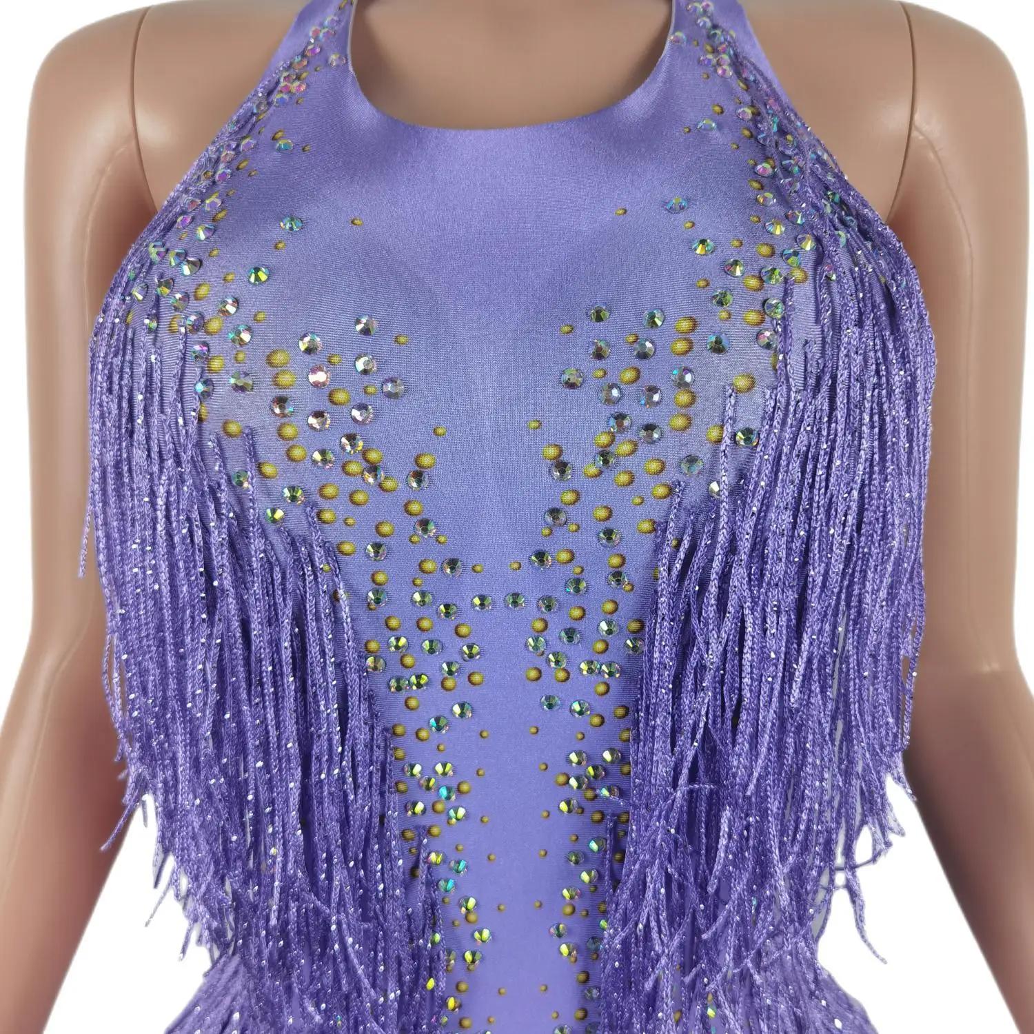 Bodysuit de franjas de lantejoulas Liusu com collant roxo, borla sexy, fantasia latina pole dance, festa no palco, bailarina do clube, novo, 2023