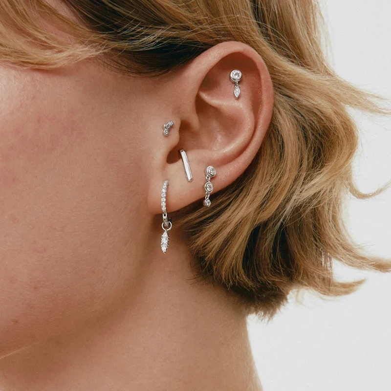 925 Sterling Silver Ear Needle Crystal Zircon Tassel Pendant Hoop Earrings Retro Small Fragrance Style High Jewelry Women Gifts