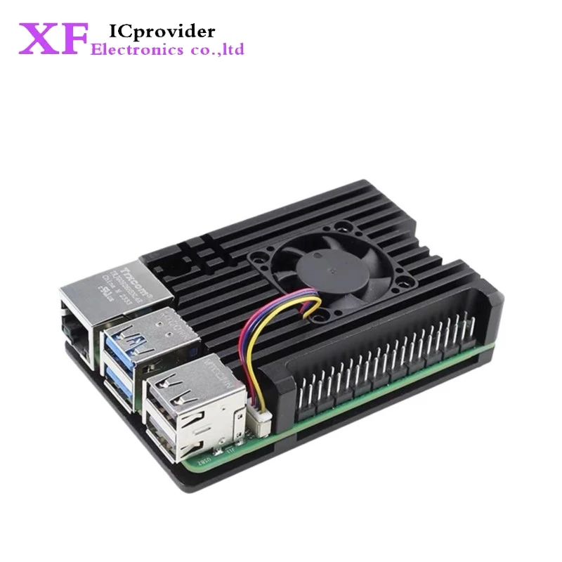 For Raspberry Pi 5 Dual Fan Cooling Shell Aluminum Alloy Radiator
