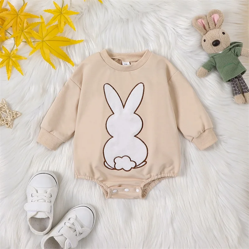 Newborn Easter Baby Clothes Bunny Tail Rompers Rabbit Crewneck Sweatshirt Girls Boys Summer Outfits 0 3 18 Months