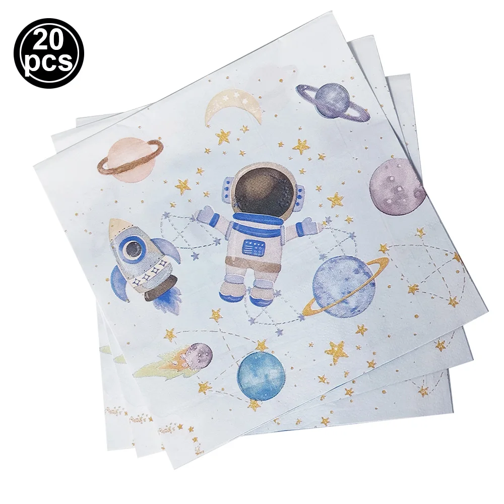 Space Birthday Decorations Tableware Plates Napkin Cup Boys Baby Shower Galaxy Space Astronauts Theme Party Decorations