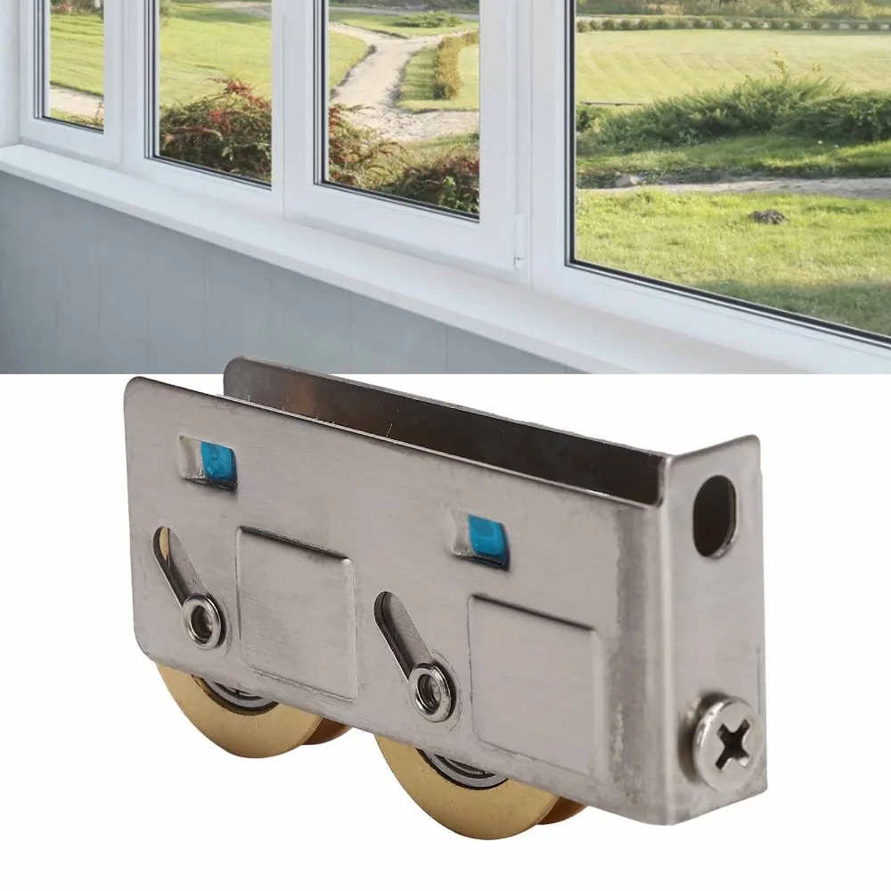 Hardware Stainless Steel Sliding Door Roller Copper Durable Roller Wheel Double Groove Sliding Window Pulley Sliding Screen Door
