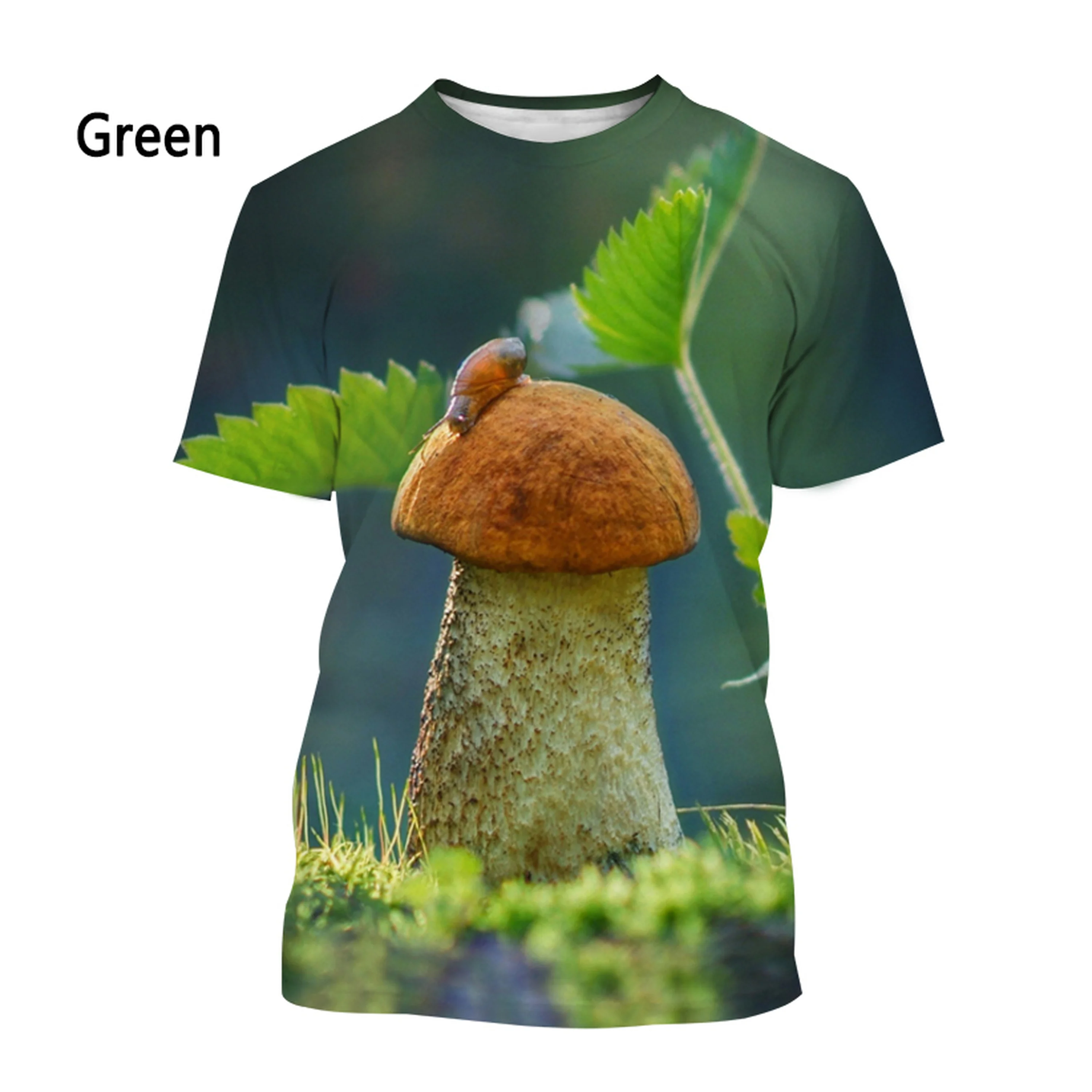 New fashion mushroom men\'s and women\'s 3D printed casual short-sleeved T-shirt