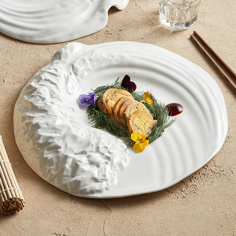 

tableware net celebrity Western dinner plate, flat plate, special-shaped hotel, high-grade mood dishes, cold dishes, plating