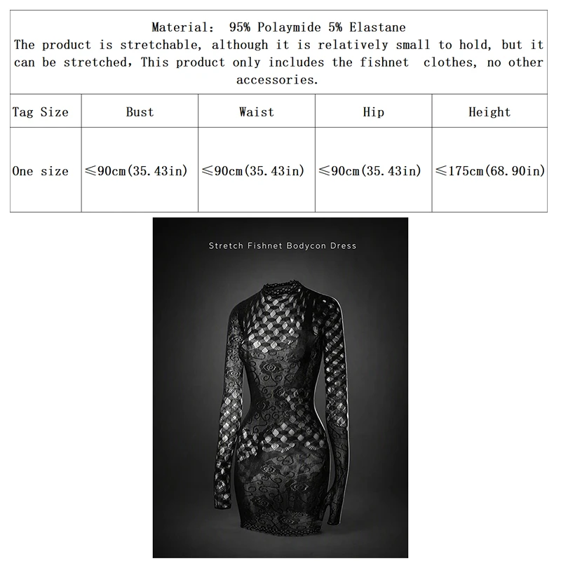Hollow Out Fishnet Beach Cover Up Bodycon Dress, Sheer Mesh Festival Swimwear for Women Summer image 4