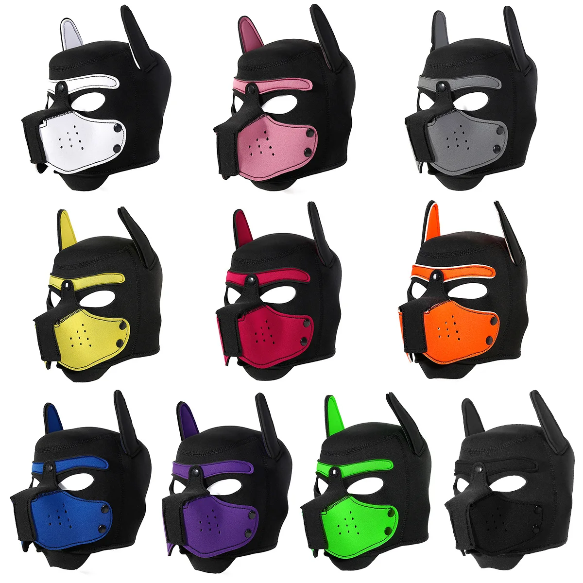 

10 Colors Couples Animal Role Play Games Accessories fetish cosplay Increase Large Size Padded Rubber Full Head Hood Mask