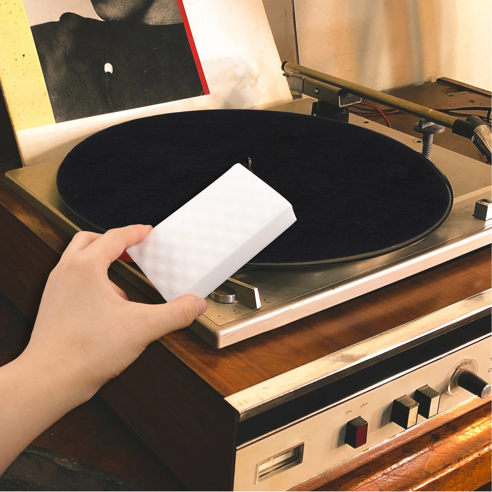 

10Pcs Black Vinyl Sponge Brush for Record Cleaning Professional Dust Remover Tool with Dot Texture Durability High Efficiency