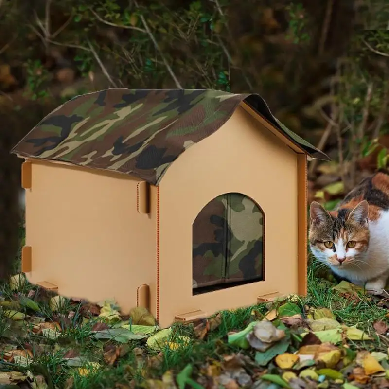 

Уличный кошачий домик на открытом воздухе Кошачий домик Теплый кошачий укрытие Бродячий кошачий укрытие Складной кошачий уличный домик со спальным ковриком и ногтями