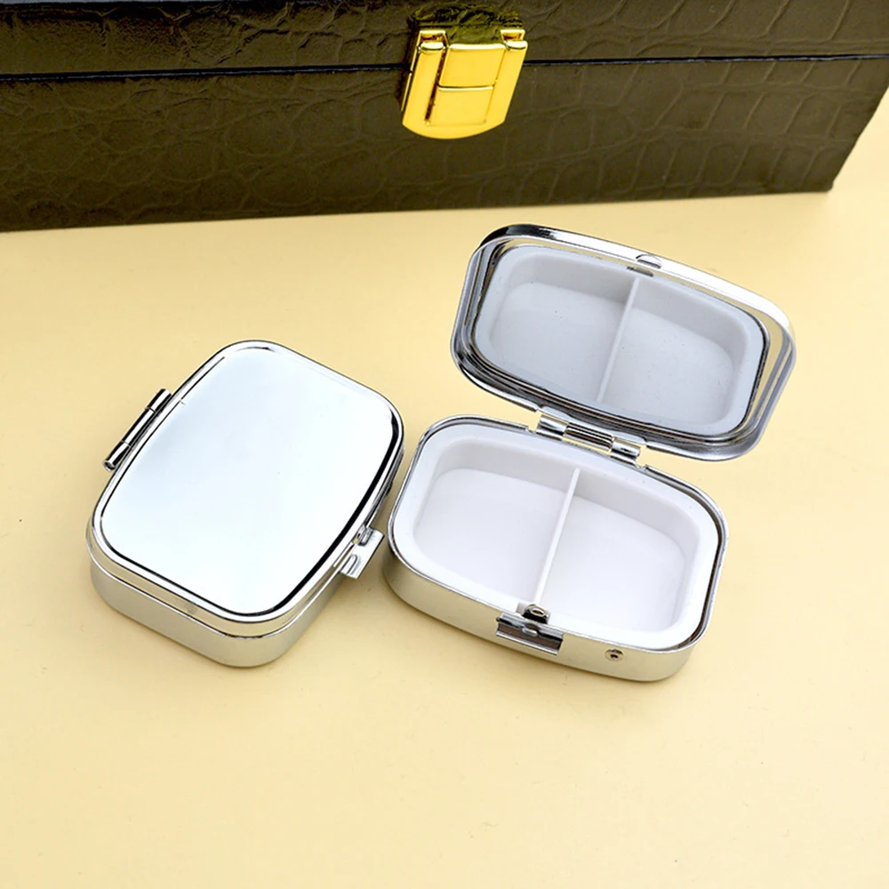 

Travel Simple Silver Pill Storage Case Girls Portable Jewelry Box With HD Mirror Creative Cute Mini Sealed Subpackage Boxes