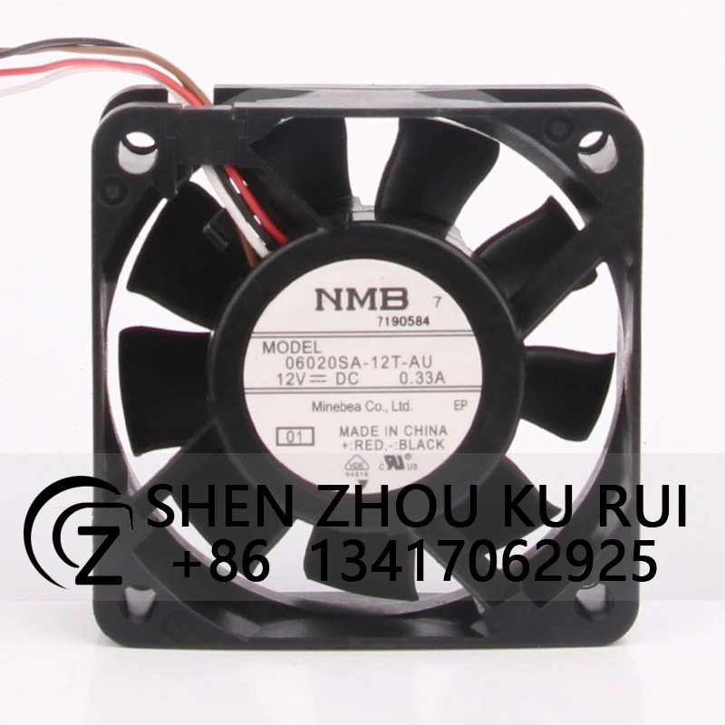 Case Cooling Fan for NMB 06020SA-12T-AU 60*60*25MM 0.33A 12V 4-wire temperature control high airflow dual ball cooling fan