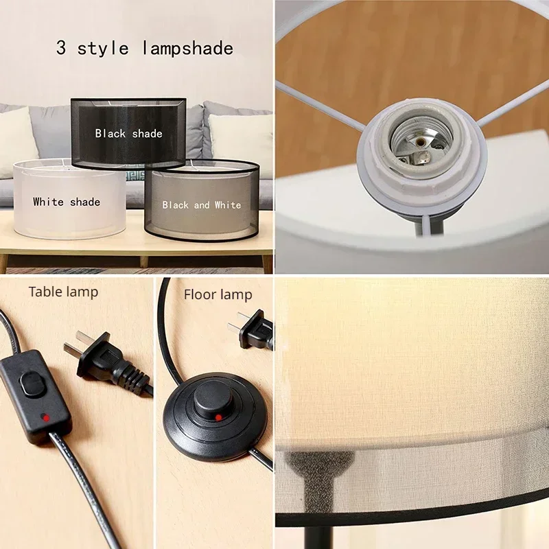 SANDSHA Modern Simple Double Layer Fabric Floor Light LED Desk Lamp Presence Chamber Dining Room Bedroom Decorative Lighting