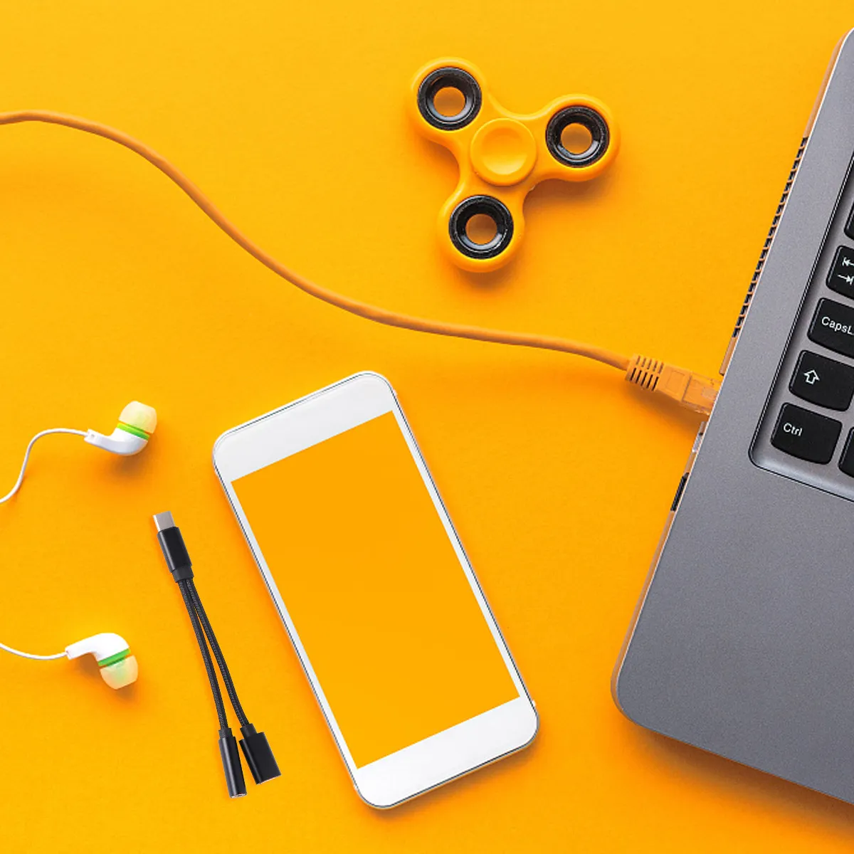 Premium Type-C Earphone Adapter 2-in-1 Charging and Audio Simultaneous Converter Compact Portable Mini Design for Smartphones
