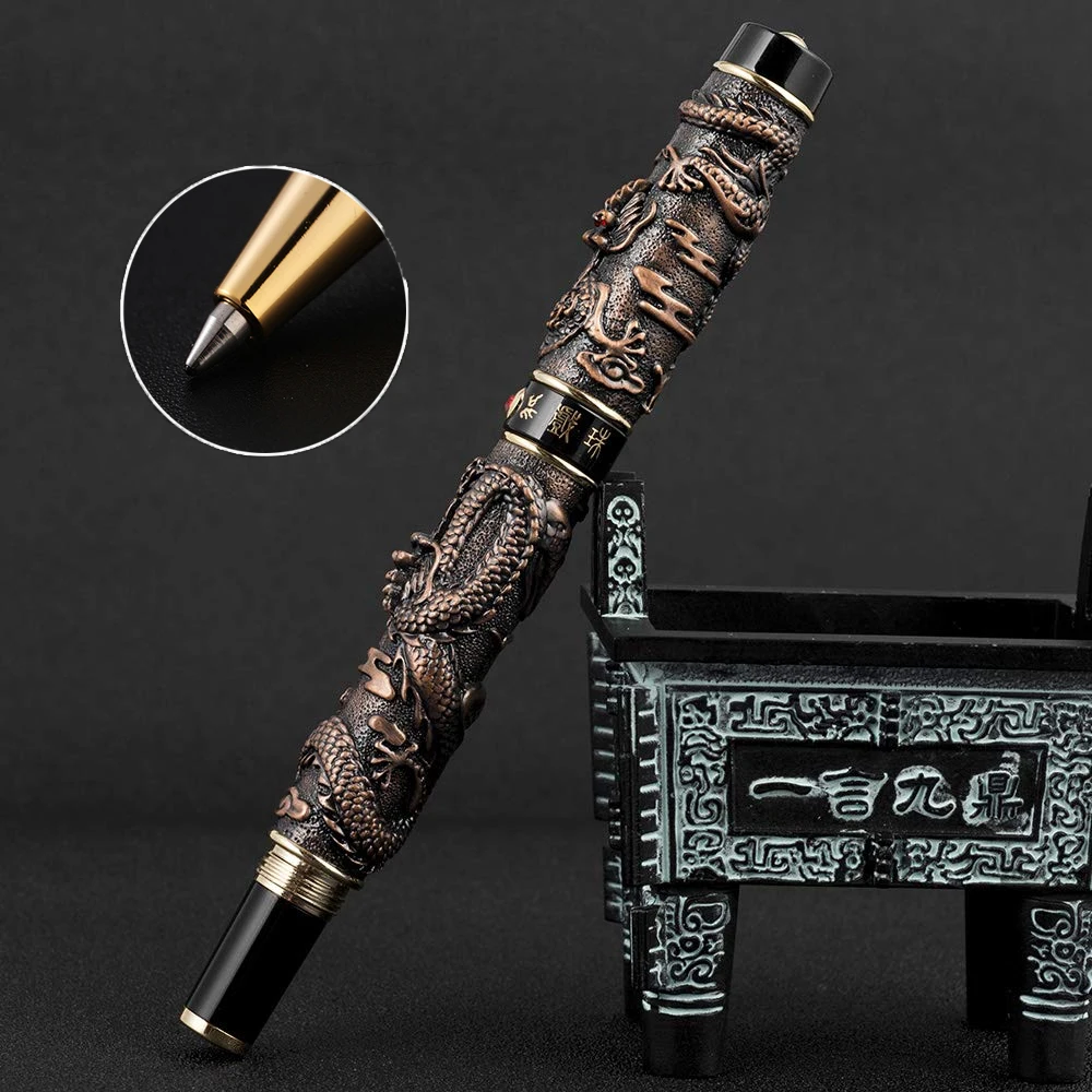 Jinhao High-Quality Luxury Vintage  Metal Dragon Ballpoint Pen for Office Supplies Stationery Business Gift