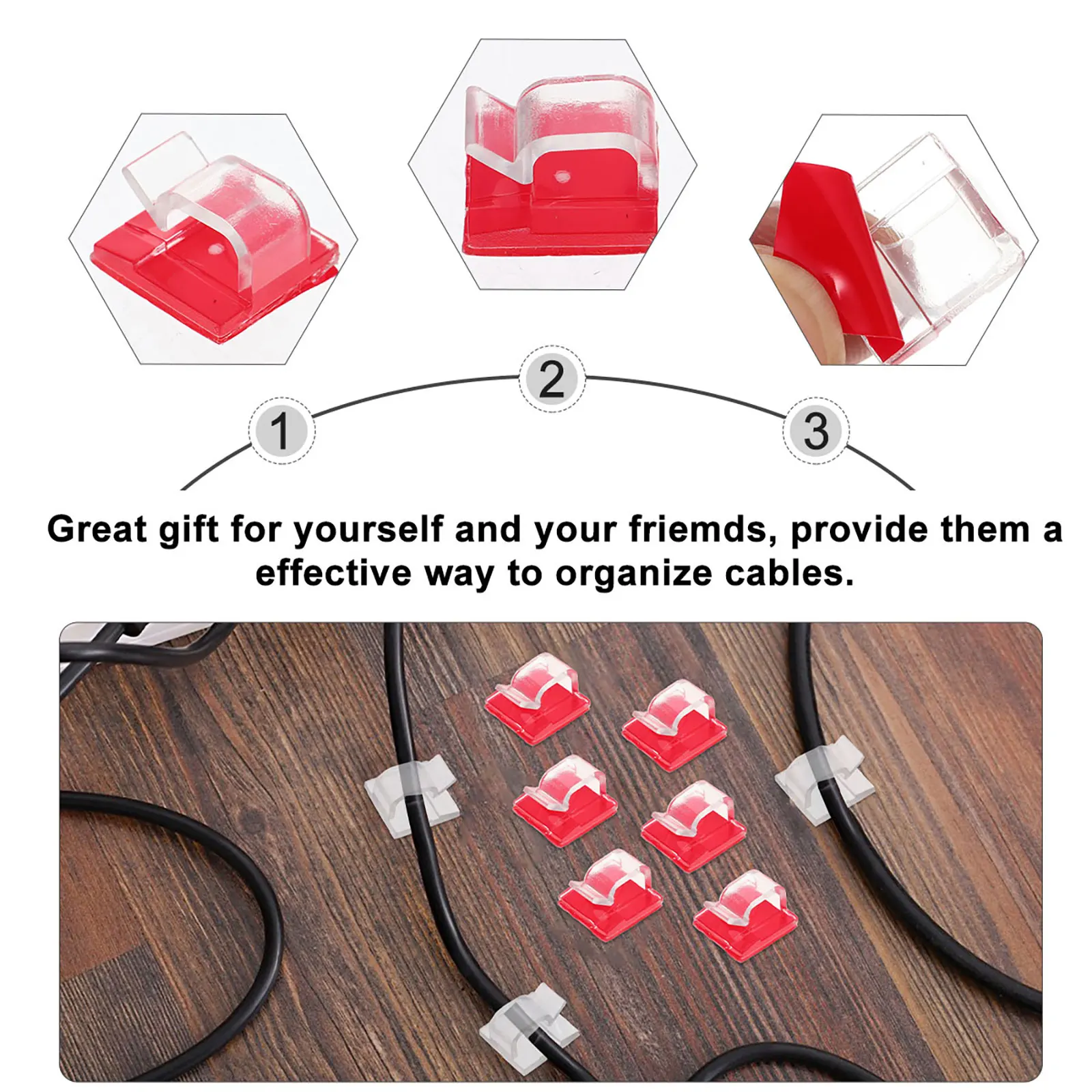 

50Pcs Cable Holder Square Shaped Portable Cable Organizer Desktop Wire Management Clips Self-Adhesive Cord Keeper for USB