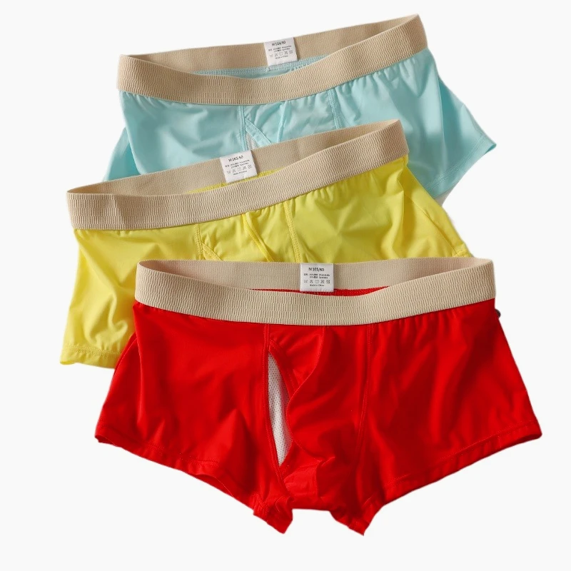 

3PCS Mens Cooling Boxer Shorts Lightweight Stretchy Ice Silk Underwear