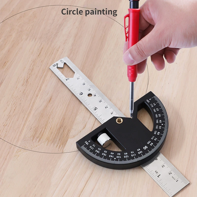 180 Degree Protractor Metal Wood Angle Finder Angle Ruler Woodworking Tools Measuring Ruler Meter Stainless Steel Goniometer