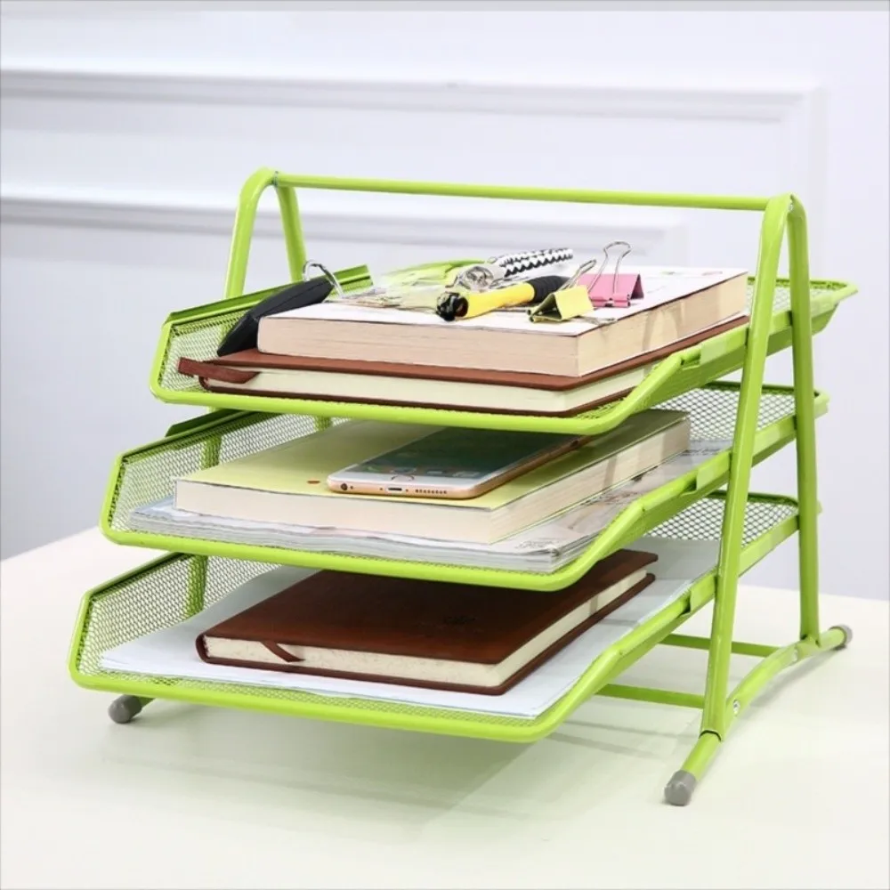 

Reusable Metal Three-layer File Rack Wire Mesh Drawer Style Desktop Data Tray File Manager Storage Rack Desk File Organize Menu