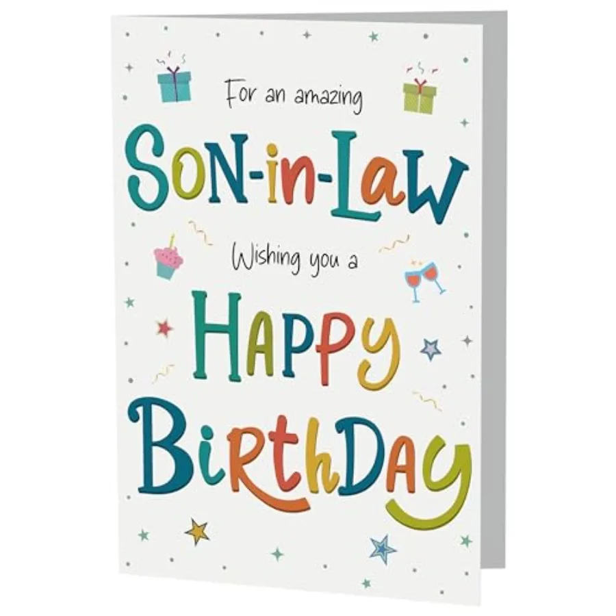 

Birthday Card for Son-in-Law Colourful A5 Greeting Card with Printed Verse Premium UK Made Design